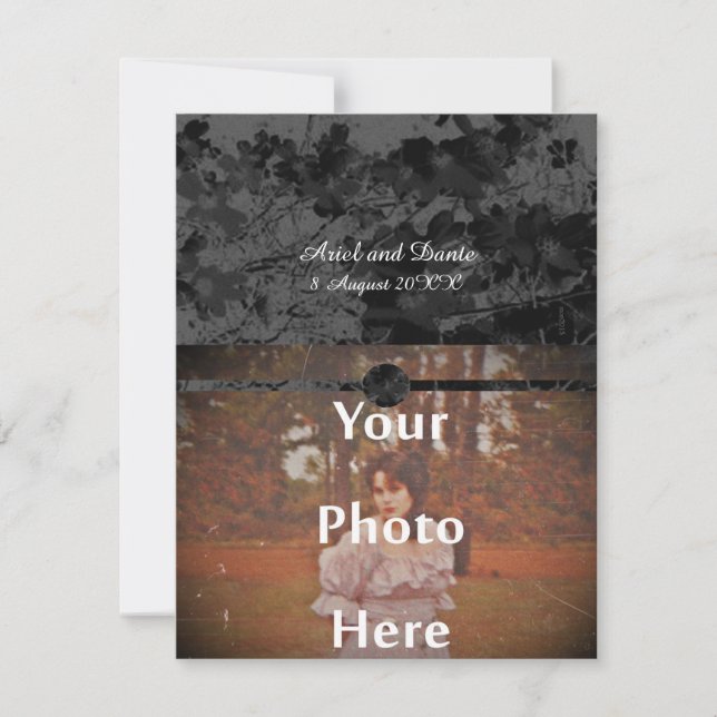 Convites Foto De Casamento Floral Da Noite Gótica (Frente)