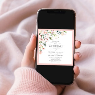 Convites Foto De Casamento Floral De Cor De Água Rosa Pêsse