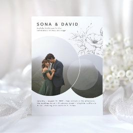 Convites Foto de Casamento Floral Moderno Minimalista