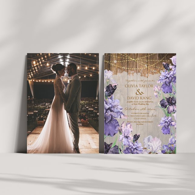 Convites Foto De Casamento Floral Rustic Watercolor (Criador carregado)