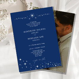 Convites Foto de casamento Formal Celestial Elegante Azul M