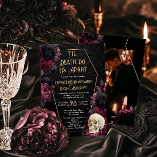 Convites Foto de casamento gótico 'Ouro Até que a Morte Nos