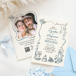 Convites Foto De Casamento Imísico De Portas Desenhadas À M