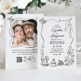 Convites Foto De Casamento Imísico De Portas Desenhadas À M