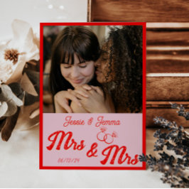 Convites Foto De Casamento Lésbica Rosa E Vermelha Salvar A