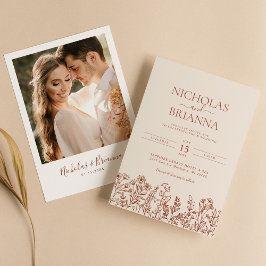 Convites Foto de Casamento Minimalista do Terracotta Wildfl