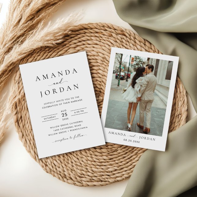 Convites Foto de Casamento Minimalista Elegante (Criador carregado)
