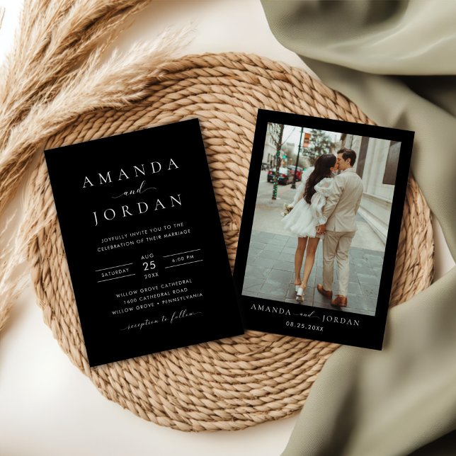 Convites Foto de casamento minimalista elegante (Criador carregado)