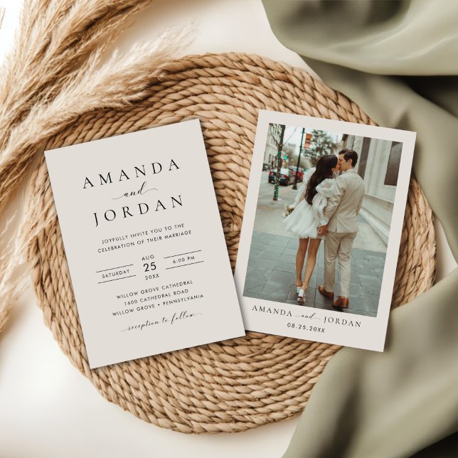 Convites Foto de Casamento Minimalista Elegante (Criador carregado)