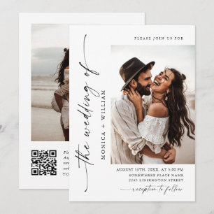 Convites Foto de Casamento Minimalista Elegante QR code 2 F