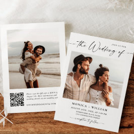 Convites Foto de Casamento Minimalista Elegante QR code 2 F
