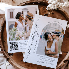 Convites Foto de Casamento Minimalista Elegante QR code 2 F