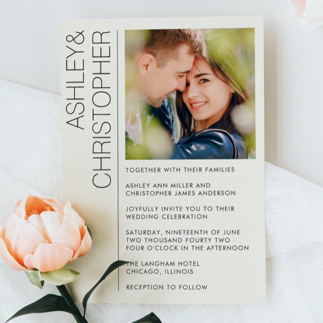 Convites Foto de casamento minimalista moderna (Criador carregado)