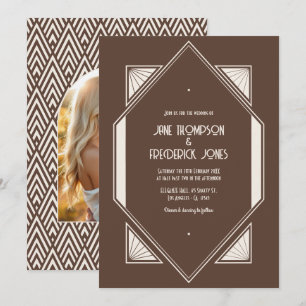 Convites Foto de casamento Mocha Truffle & Cream Silk Art D