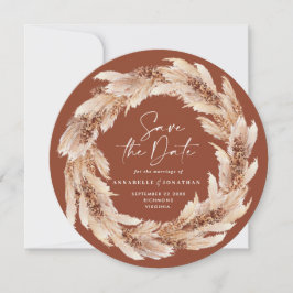 Convites Foto de casamento moderna boho terracotta grama de