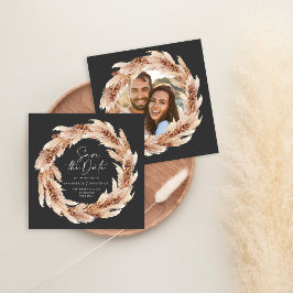 Convites Foto de casamento moderna com grama das pampas em