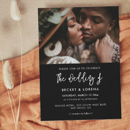Convites Foto de casamento negro moderno e contemporâneo