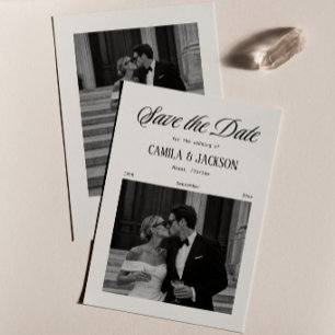 Convites Foto de Casamento no Tribunal Vintage para Salvar