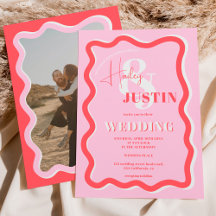 Foto de casamento ondulada com curva vermelha-rosa