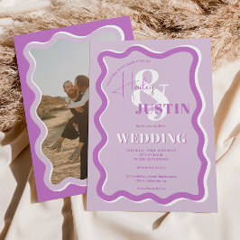 Convites Foto de casamento ondulada do rabo roxo