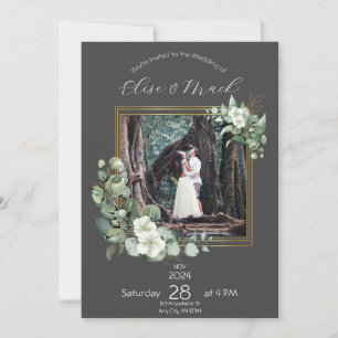 Convites Foto de Casamento Personalizada Minimalista Eucali