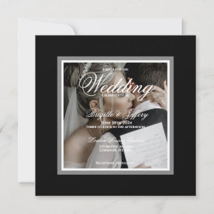 Convites Foto de casamento personalizável preto e branco