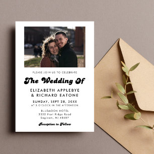 Convites Foto de casamento preto e branco retrô com estilo