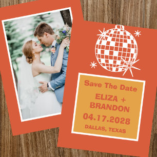 Convites Foto de casamento retroativo Desco Ball 70's Salve