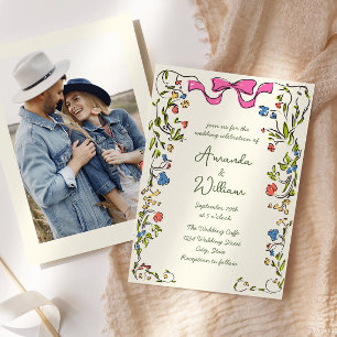 Convites Foto De Casamento Retroativo Desenhado Pela Mão Fu