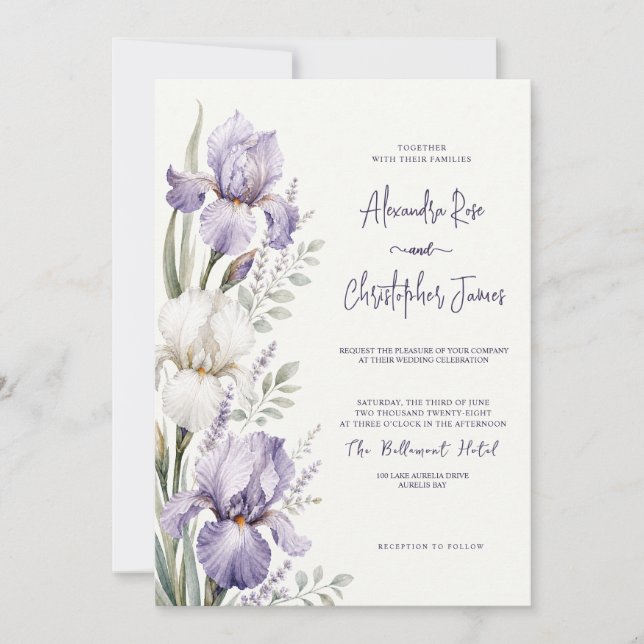 Convites Foto de casamento romântico com jardim de íris em  (Frente)