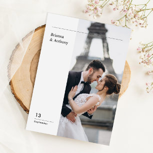 Convites Foto de casamento simples e minimalista de destino