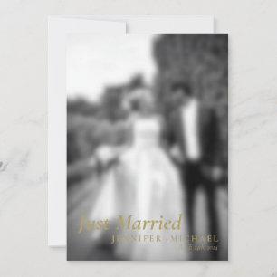 Convites Foto de casamento simples Navy Gold recém-casados