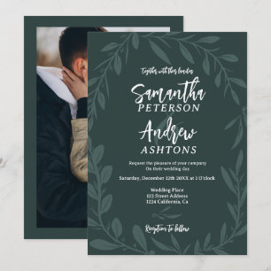 Convites Foto de casamento verde em um elegante inverno mar