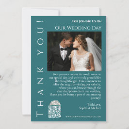 Convites Foto De Casamento Verde-Moderno-Esmeralda-Obrigado