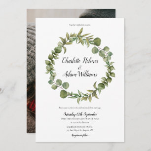 Convites Foto de Casamento Woodland Eucalyptus Greenery