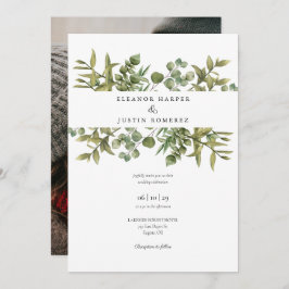 Convites Foto de Casamento Woodland Eucalyptus Greenery