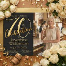 Foto de Celebração de 70 Anos Preto Dourado Aniver