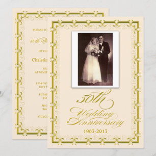 Convites Foto de Celebração de Bodas de Ouro dos 50 Anos