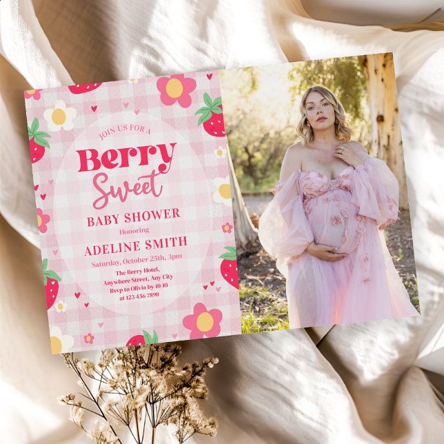 Convites Foto de Chá de Bebê de Morango Doce de Verão (Criador carregado)