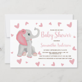 Convites Foto de Chá de fraldas de Aquarela de Elefante Ros