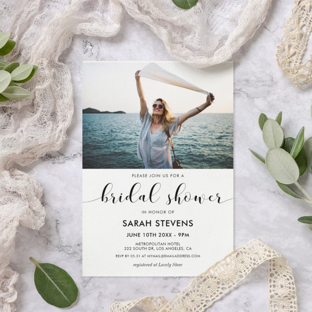 Convites Foto de chá de panela preto e branco legante (Criador carregado)