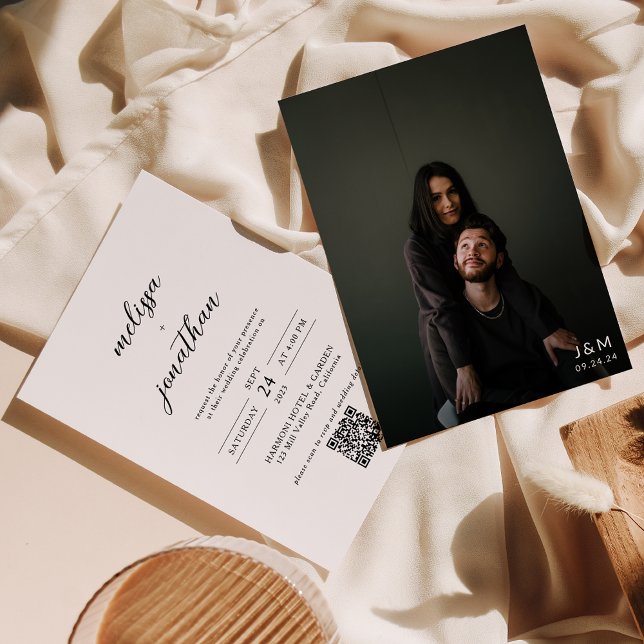 Convites Foto de Cheio de Script Moderno para Monograma Cód (Criador carregado)