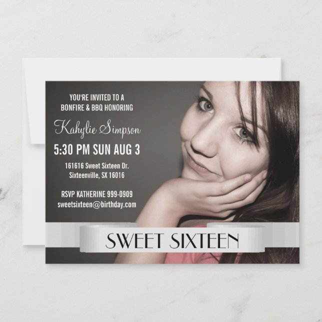 Convites Foto de Cheio Doce 16 Festas de aniversário (Frente)