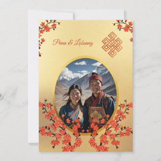 Convites Foto de Cherry Blossom Tibetan Wedding