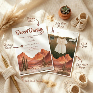 Convites Foto de Chuveiro de Bebê Boho Desert Darling South