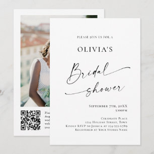 Convites Foto de Chuveiro de Noiva de Caligrafia Minimalist