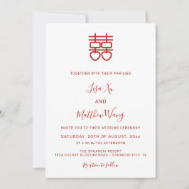 Convites Foto de Código QR | Casamento Chinês Vermelho Bran