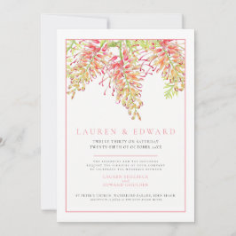 Convites Foto de coral de casamento de cor d'água botânica