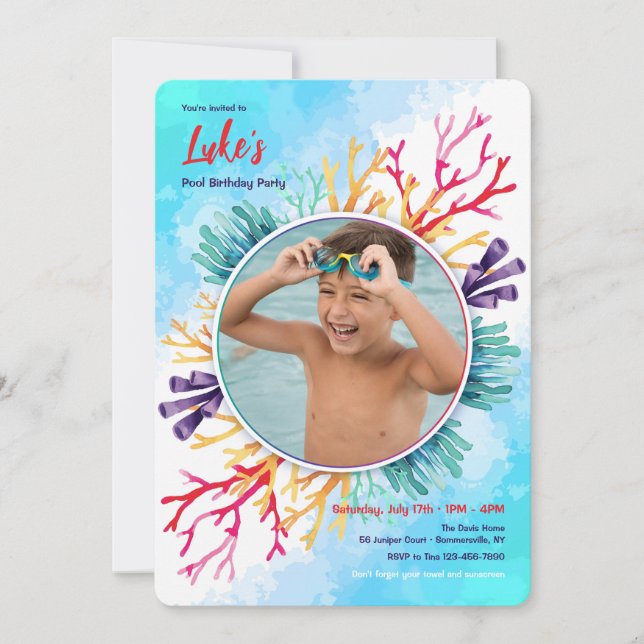 Convites Foto de Coral do Mar (Frente)