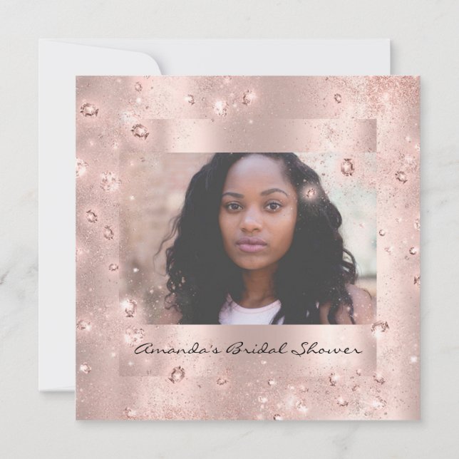 Convites Foto de cristais Rosa de aniversário de chá de pan (Verso)